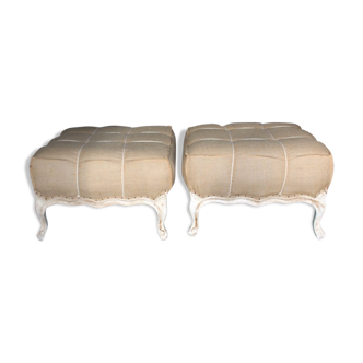 Pair of painted french poufs