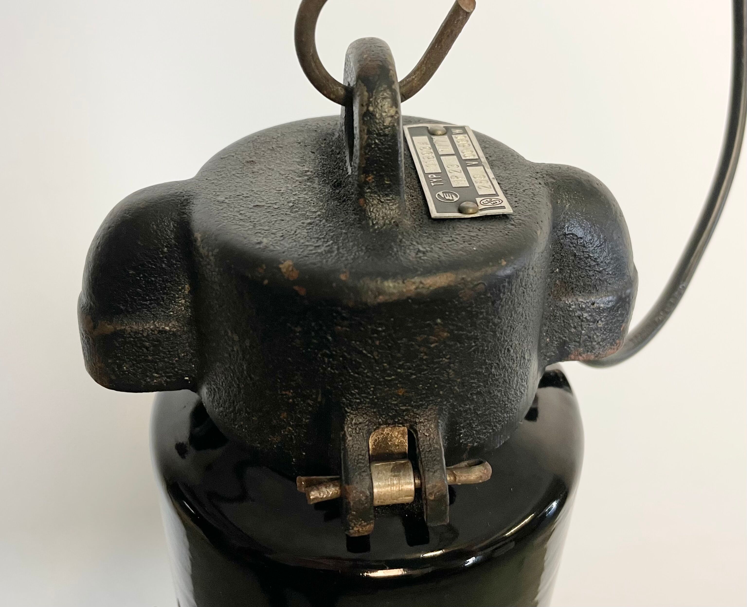Industrial bauhaus black enamel pendant lamp, 1930s
