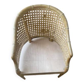 Wood and cane armchair