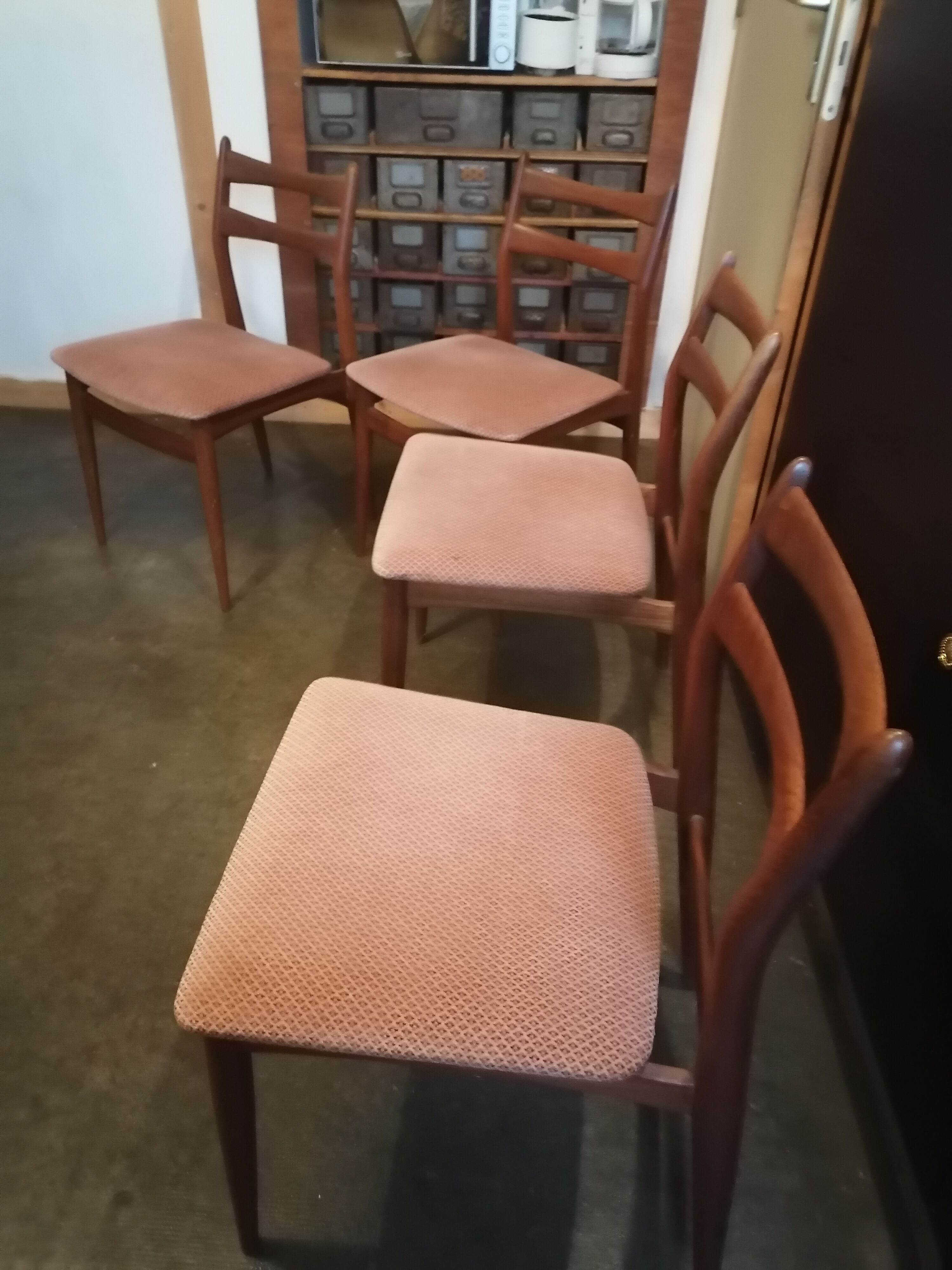 Lot 4 chairs Scandinavian teak 1960 fabric