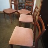 Lot 4 chairs Scandinavian teak 1960 fabric
