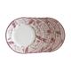 Longwy 6 dinner plates model Rambouillet pink flowers on cream background