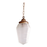 Art Deco pendant light in faceted satin glass, 1920s