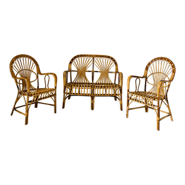 1960s italian rattan garden set
