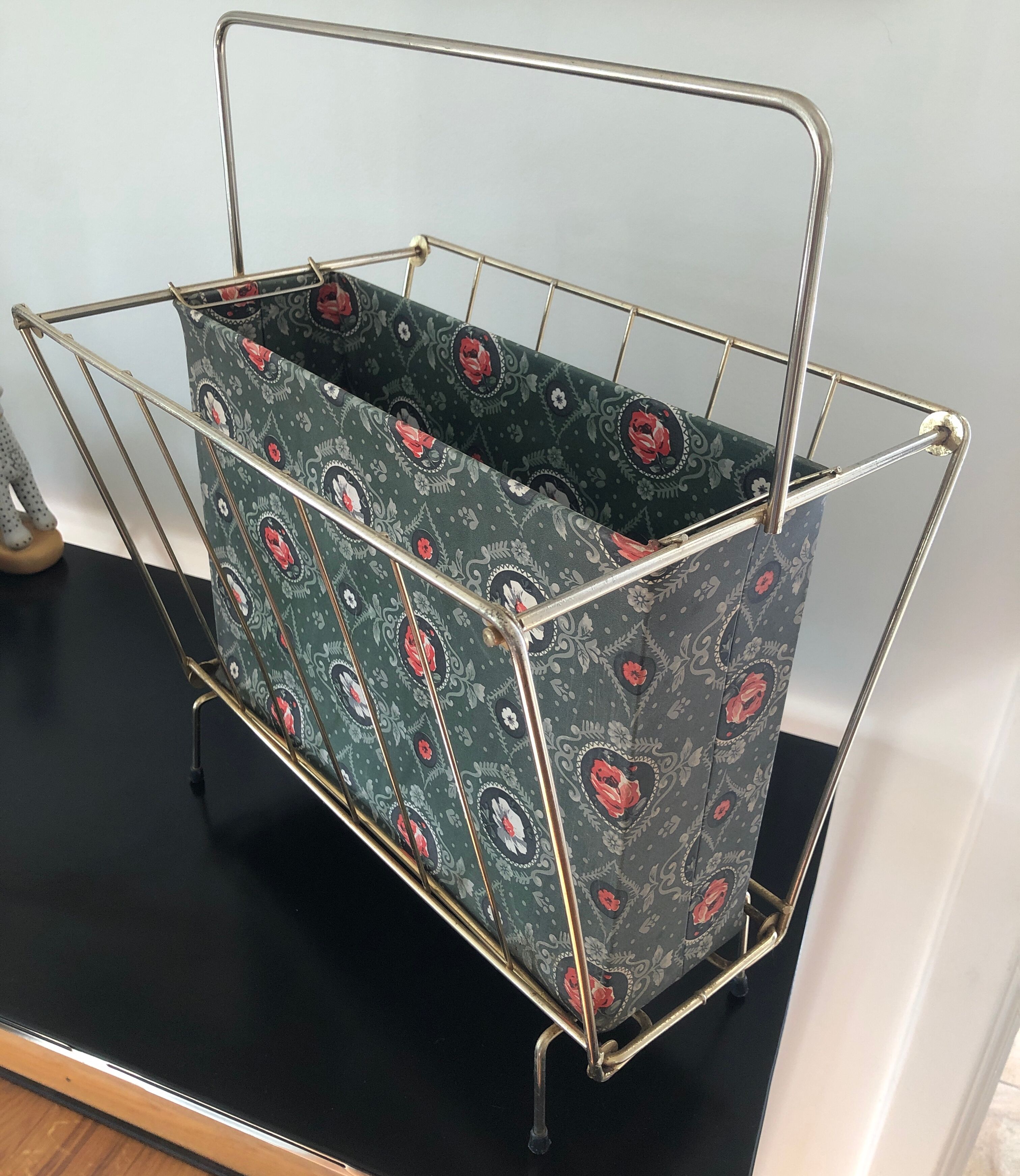 Metal magazine door and vintage oilcloth