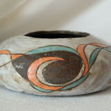 Vase boule Raku moderniste effet glaçure signé