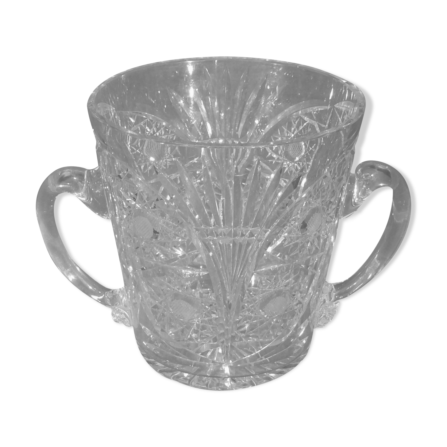 Spectacular large crystal champagne bucket cut