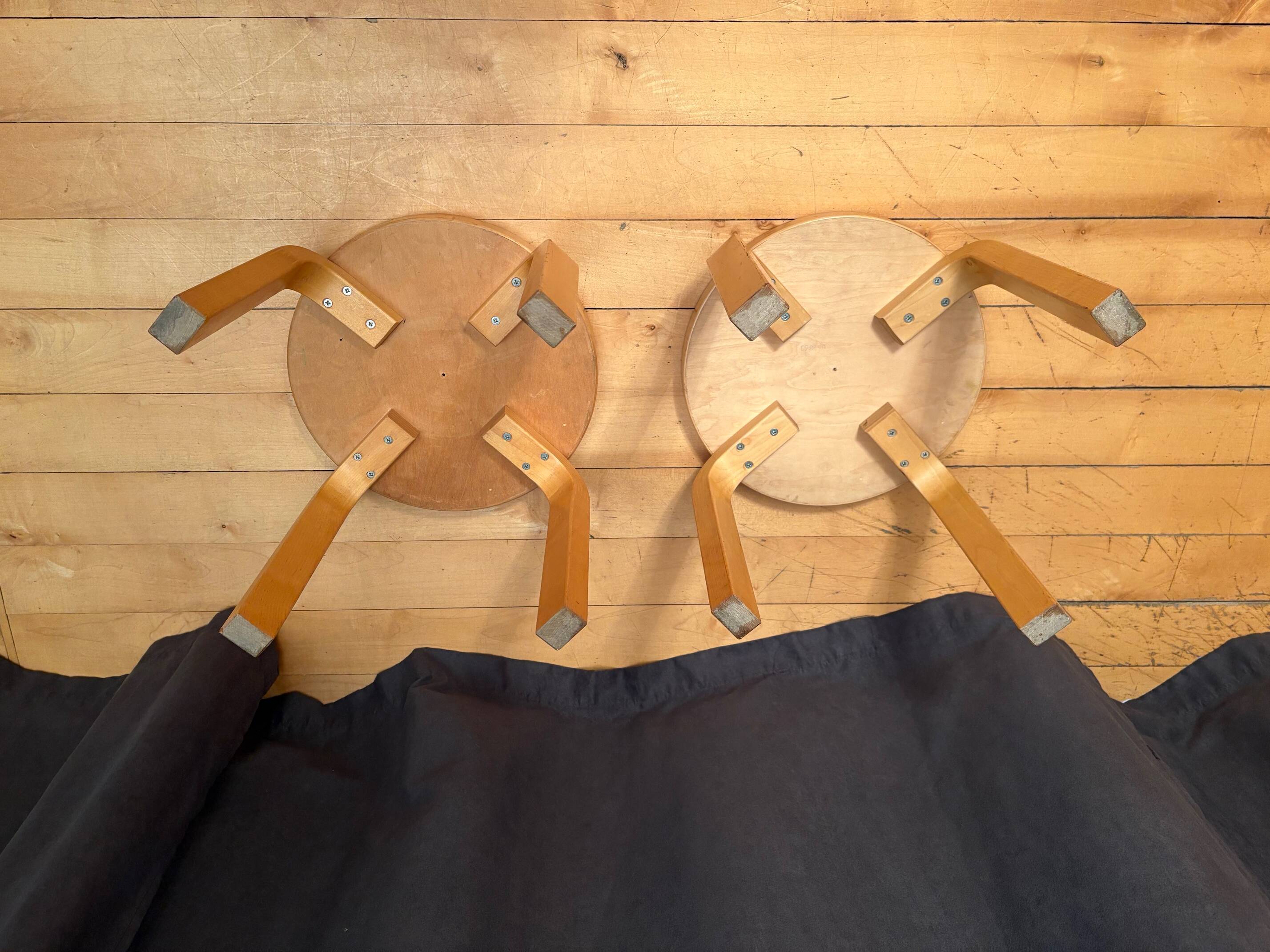 Pair of NE60 stools designed by Alvar Aalto, Artek, Finland, 1980s