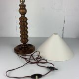 Brutalist wood turned table lamp in the style of Charles Dudouyt, 1940s