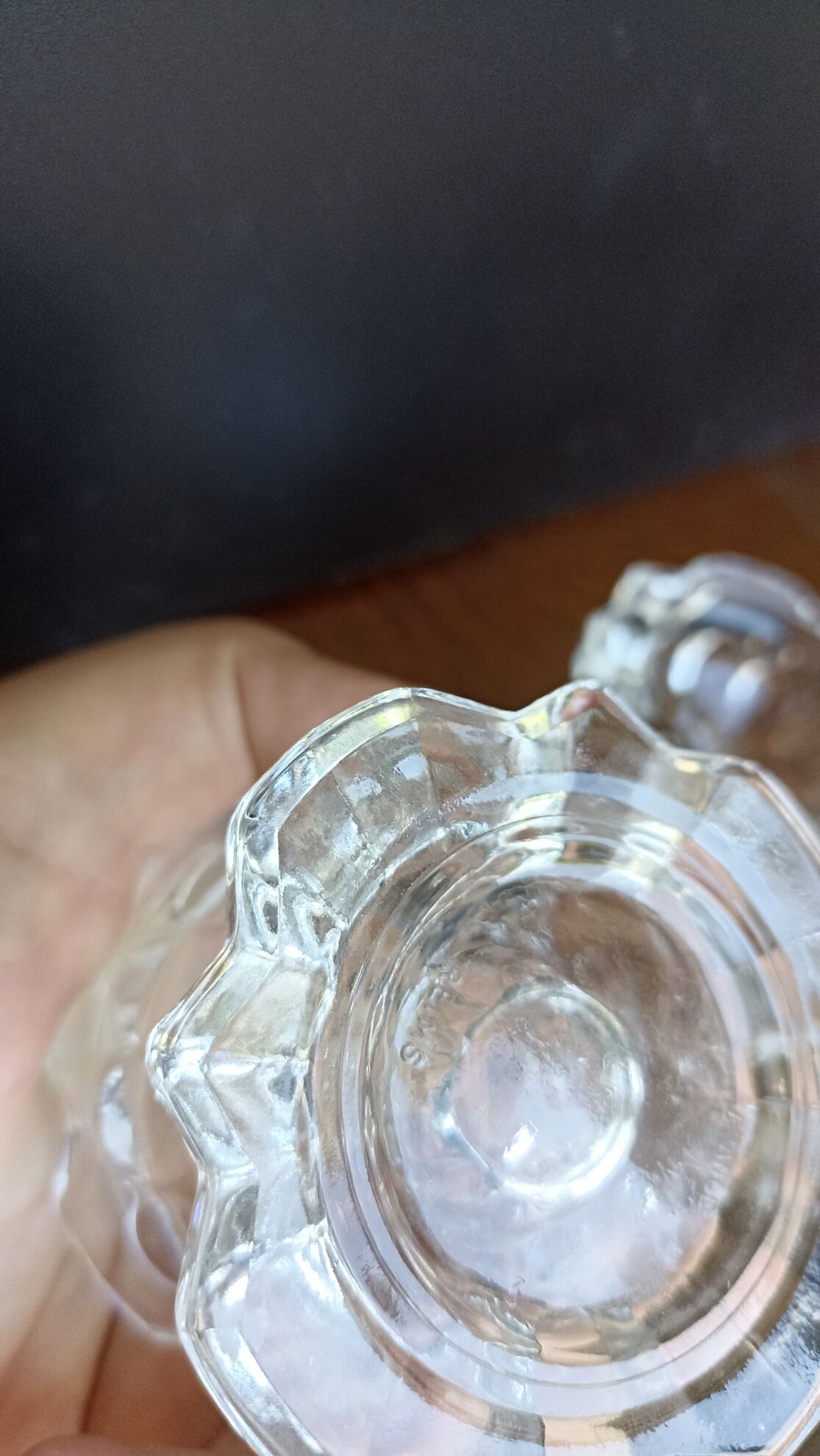 Pair of VMC candle holders in thick glass - Reims