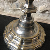 Bougeoir ancien en bronze argenté
