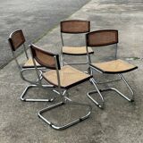 Set of Four Vintage Italian Tubular Chairs Bauhaus Style Marcel Breuer Circa 1970