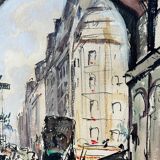 Watercolor painting "Market day" Paris (?) signed VanBer