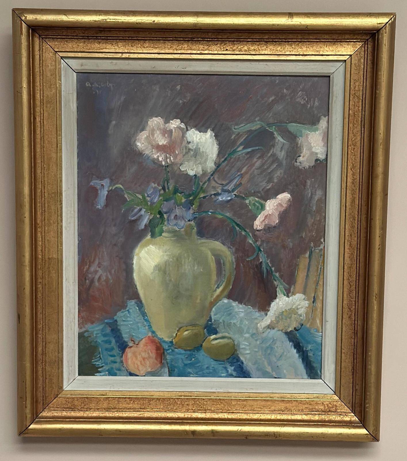 Huile sur panneau suédoise d'époque mi-siècle – "Stillben" par Arne Kilsby – Vintage et encadrée, datée de 1975 – 54 × 61 cm (21,3" × 24")