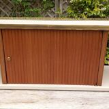 Wall shelf bookcase with brass frieze