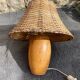 Wooden Lamp with Rattan Lampshade