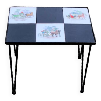 Small ceramic and wrought iron table