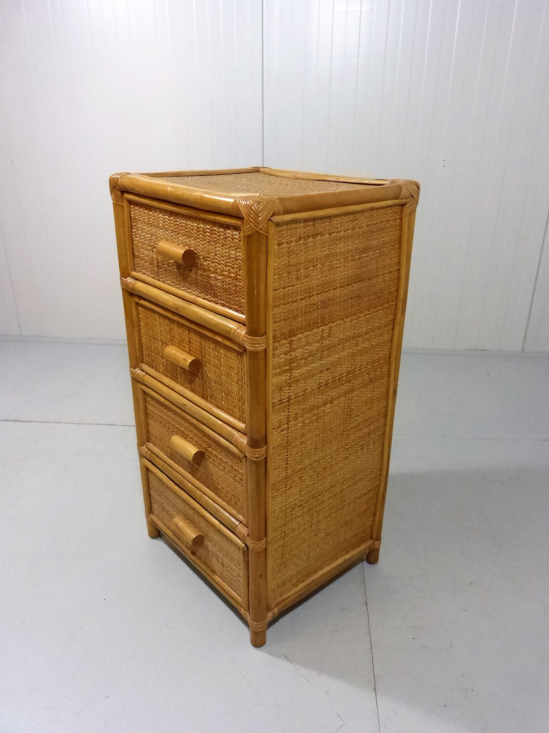 Rattan and wicker chest of drawers, 1970s