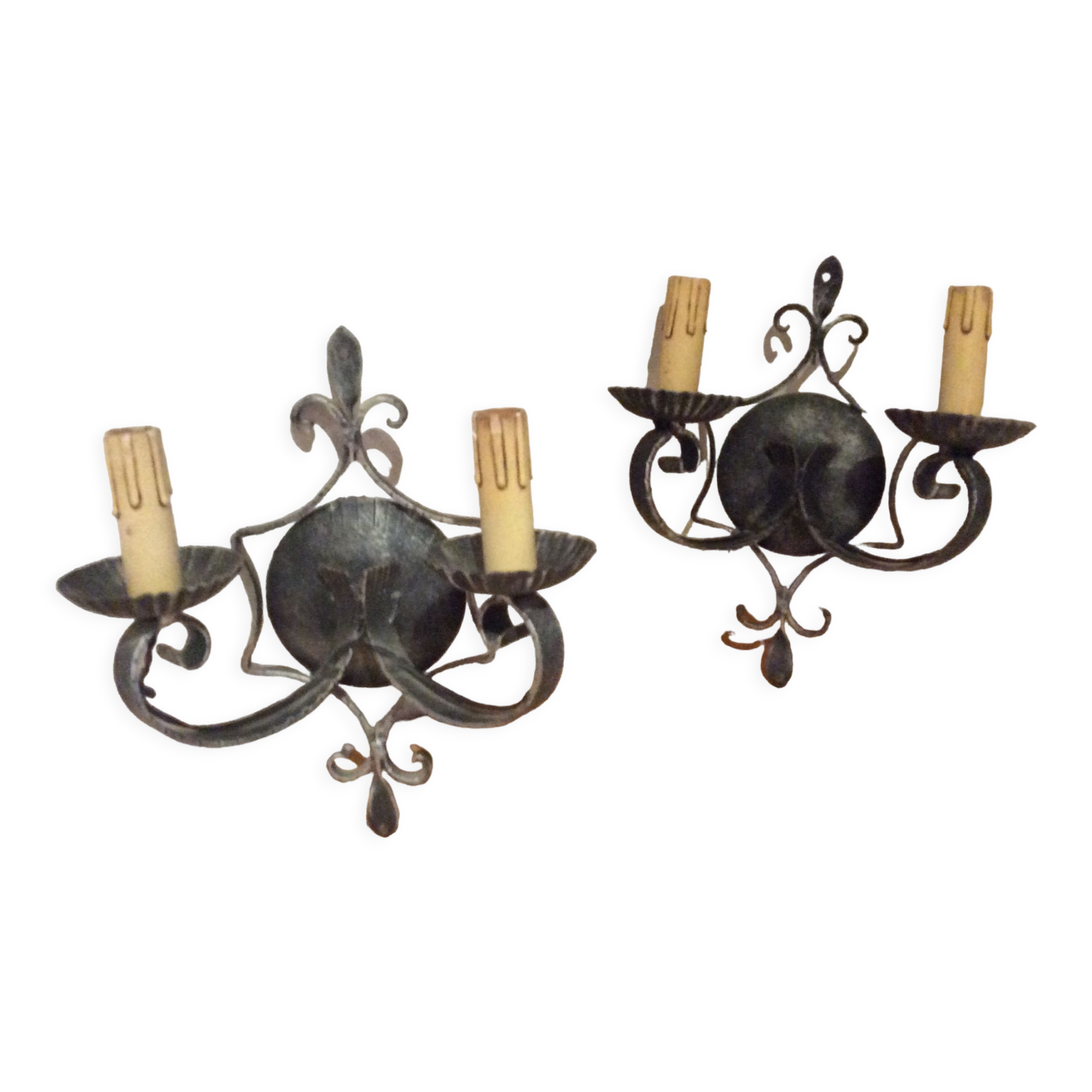 Pair of wrought iron sconces