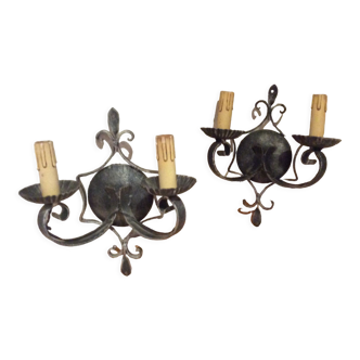 Paire d’appliques en fer forgé