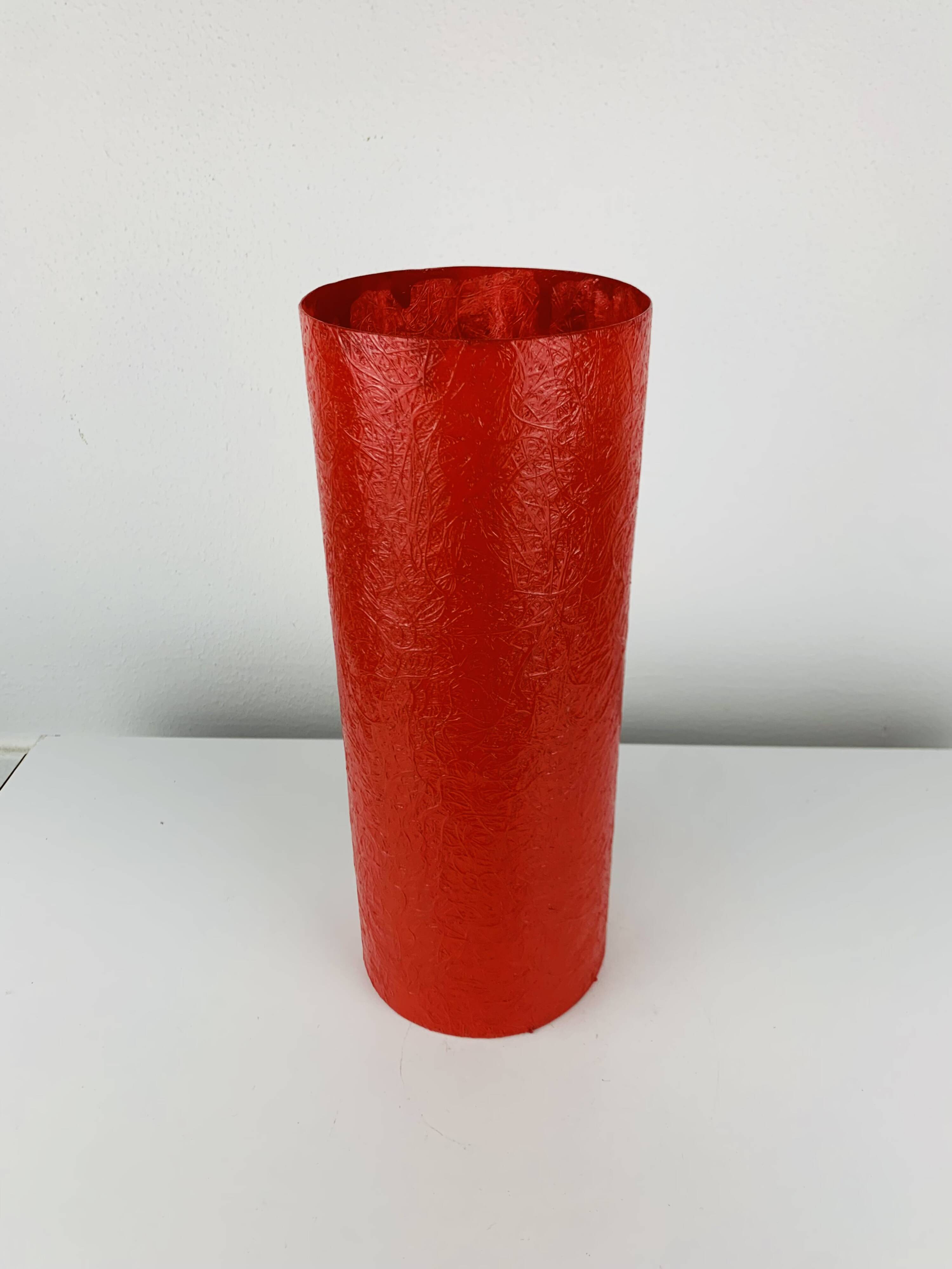 Red stone and fibreglass lamp, vintage