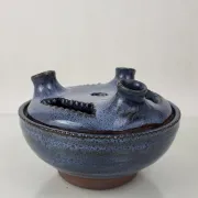 Flower vase in stoneware Pierlot / Ratilly / Puisaye