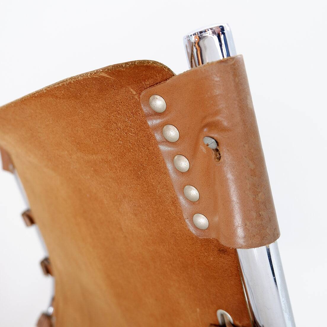 Vintage Leather and chrome Tubular Lounge Sling Chair, 1960s