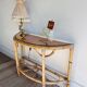Table console d’appoint en rotin avec miroir rose