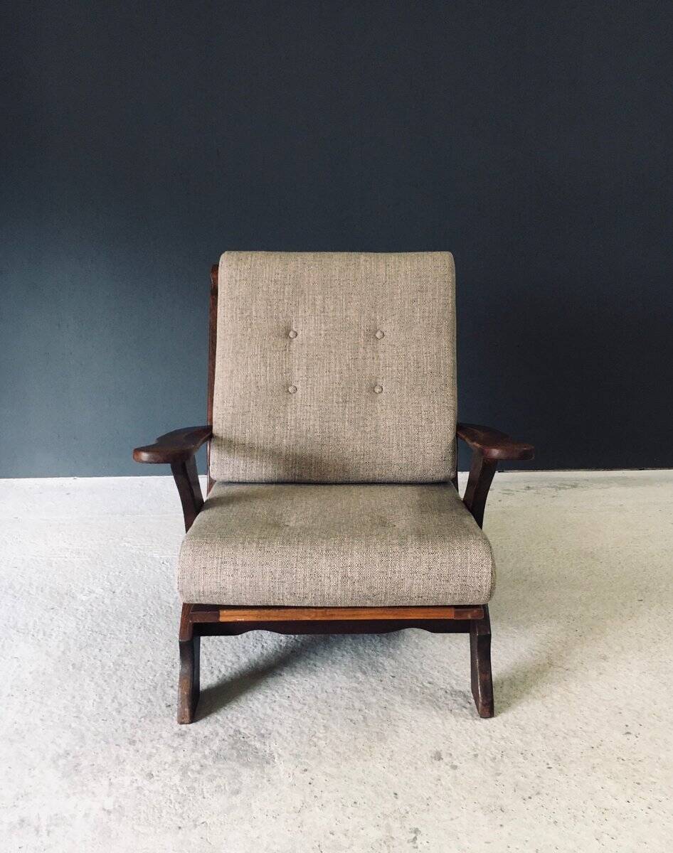 Rustic X Frame Lounge Chairs, Belgium, 1950s, Set of 2