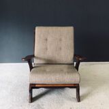 Rustic X Frame Lounge Chairs, Belgium, 1950s, Set of 2