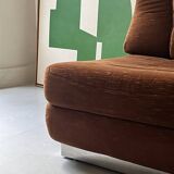 Velvet armchair with chrome metal by J. Charpentier, France, design 1970.