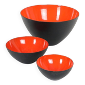 Set of 3 vintage "Krenit" bowls by Herbert Krenchel for Torben Ørskov / enamel / mid-century modern design