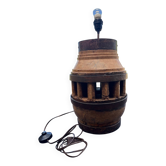 🪵 Vintage wooden lamp – base made from a wheel hub of a plough.