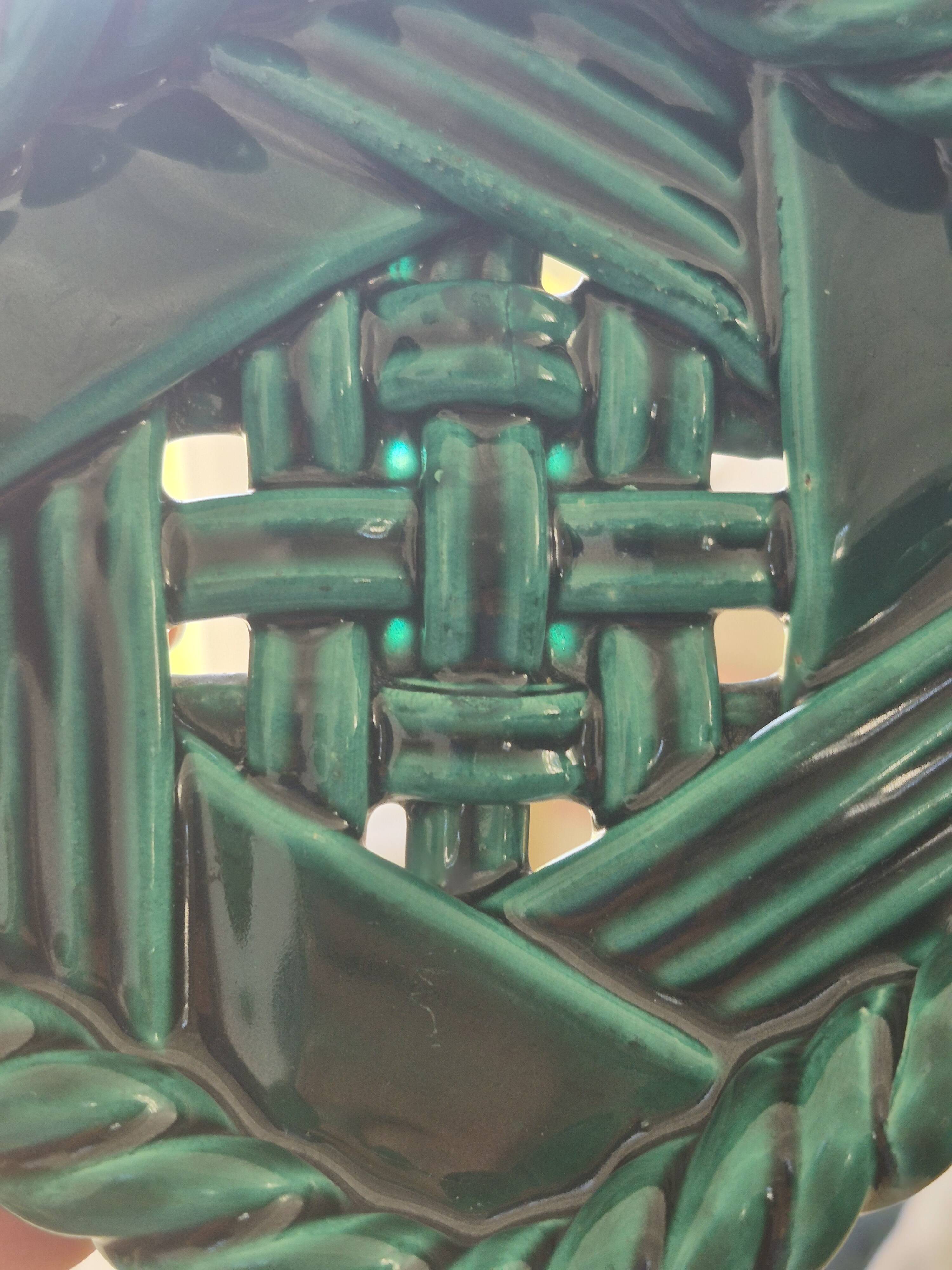 Varnished ceramic trivet from Vallauris and 2 bottle coasters.