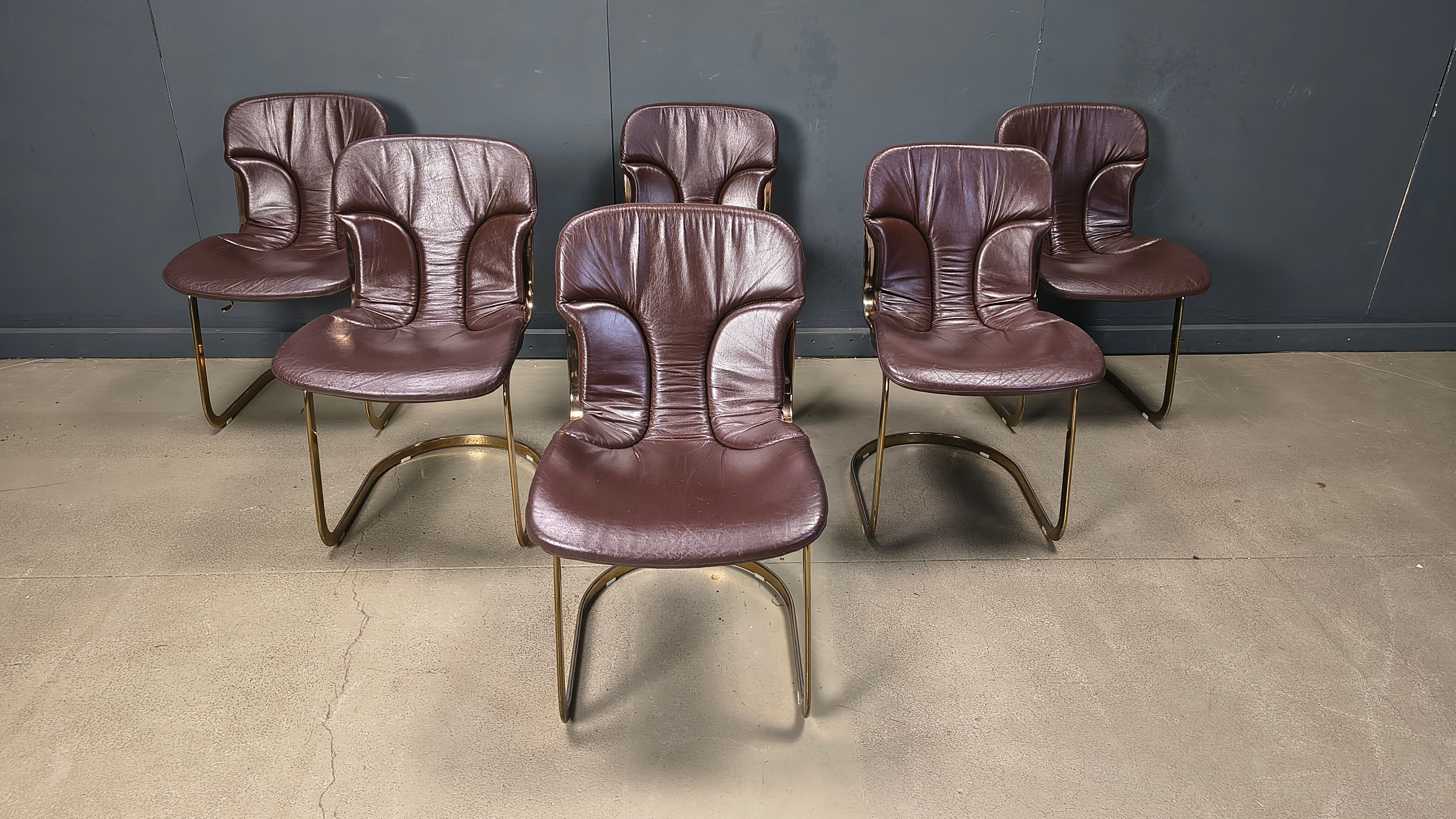 Chaises de salle à manger vintage par Cidue, ensemble de 6, années 1970.
