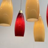 red and yellow murano glass pendants