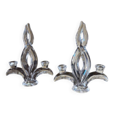 Paire de chandeliers en cristal Vannes le Chatel Lorraine