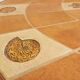 Barrois vintage shell-patterned comma coffee table in wood and ceramic.