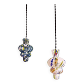 Pair of multi-colored blown glass pendant lights, Murano, 1950-60