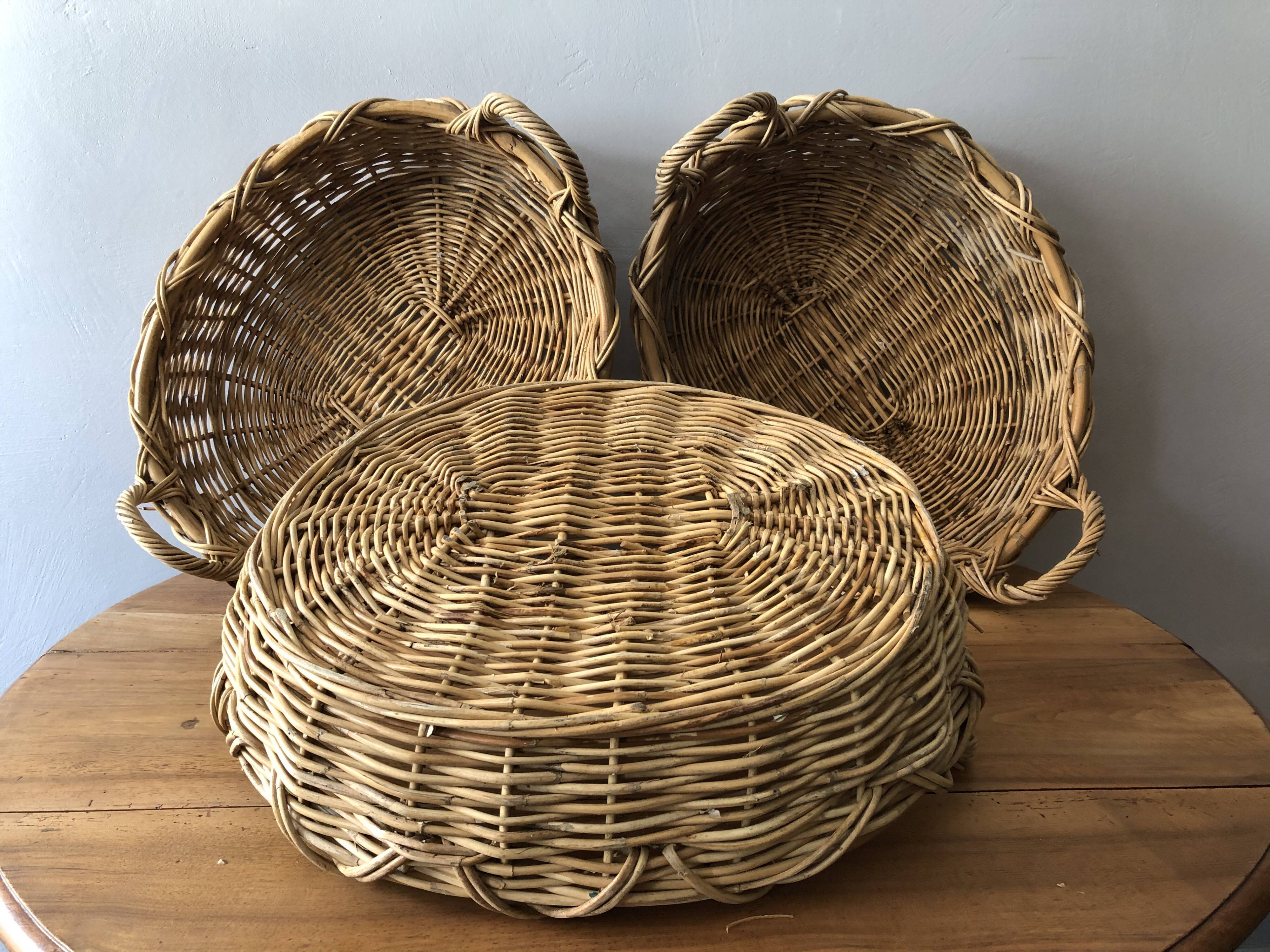 Lot of 3 rattan baskets