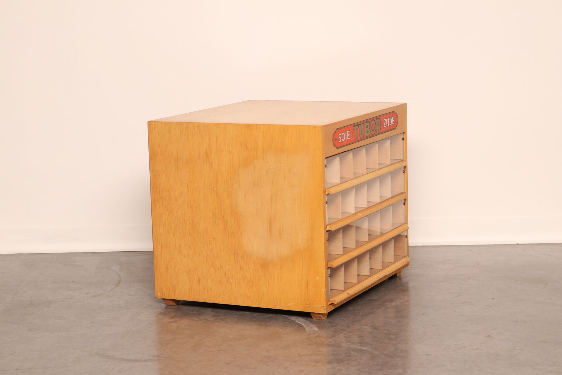 Haberdashery cabinet 'tubor tubca' by porey & fils - belgium 1950's