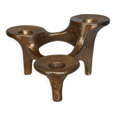 Brutalist bronze candlestick by Michael Harjes