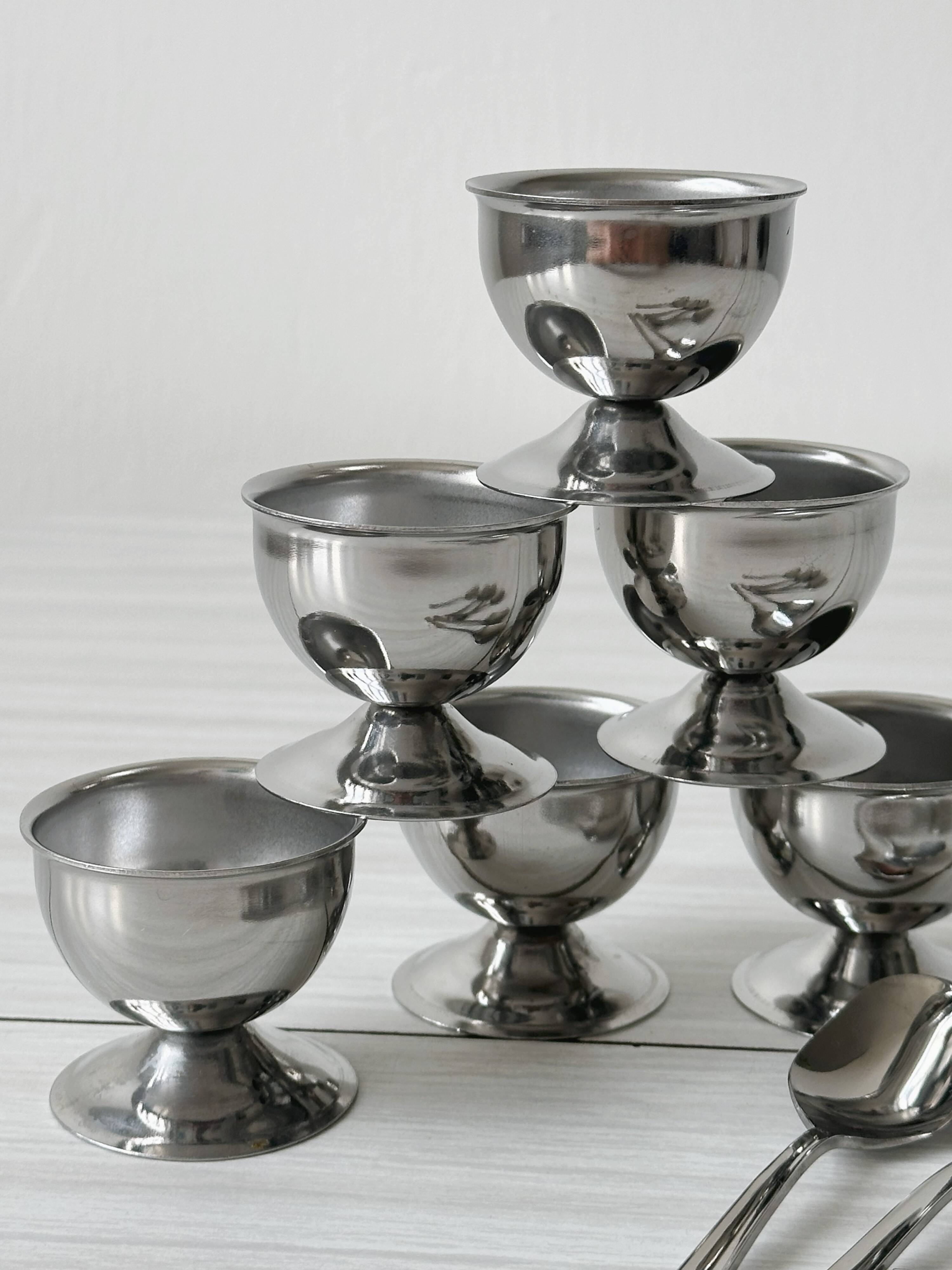 6 stainless steel egg cups