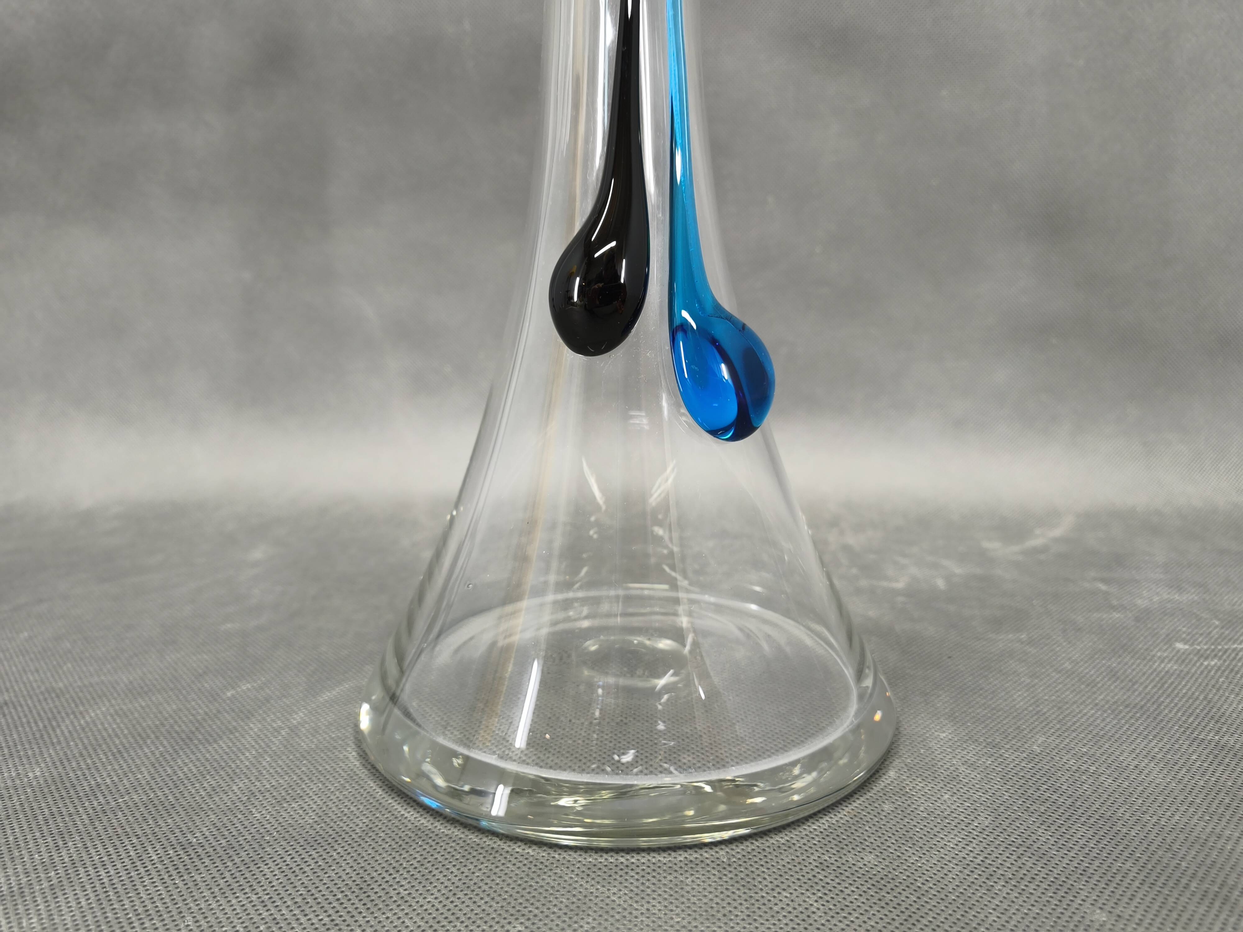 Hand-blown crystal carafe Bohemian Crystalex and a set of six glasses, 1990s.