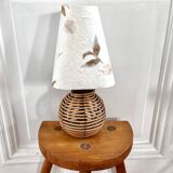 Rattan and herbarium ball lamp
