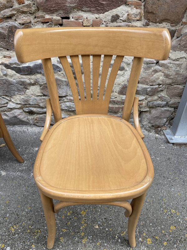 Chaise bistrot viennoise en bois courbé Fischel 1980
