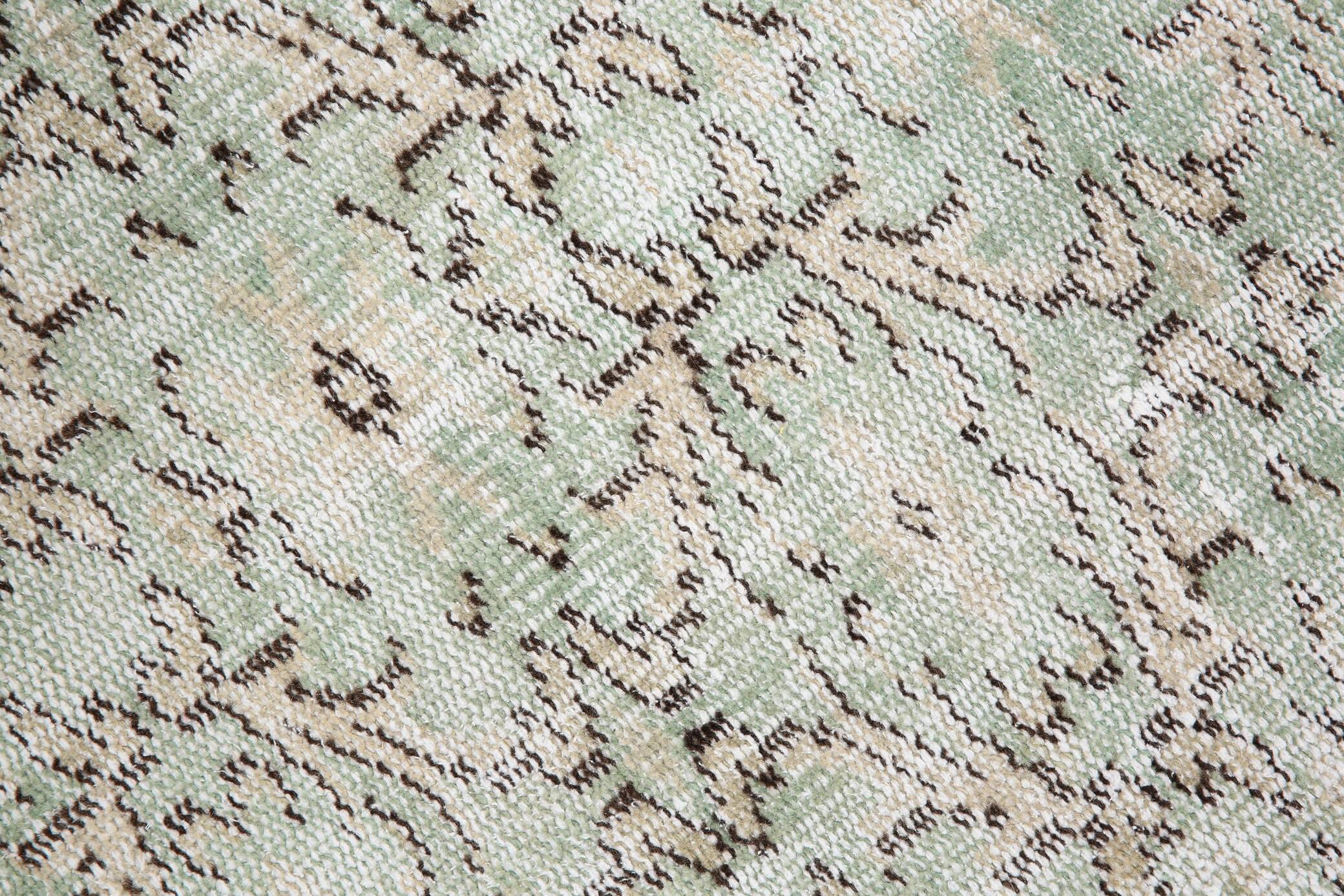 3x9 Shades Of Light Green & Black Vintage Runner Rug, 81x275Cm