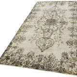 Handmade hi-low pile anatolian 1980s 159 cm x 278 cm grey rug