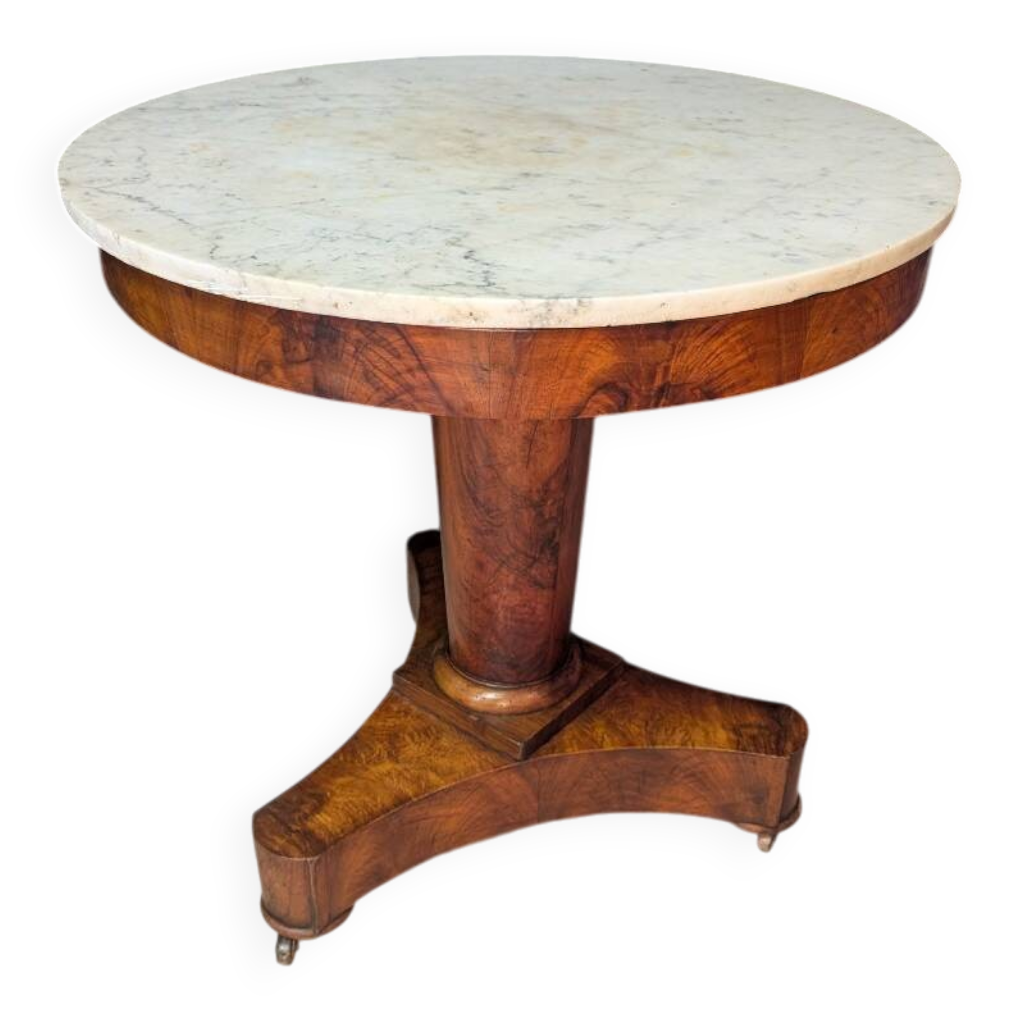 Empire mahogany and marble pedestal table