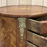 3-drawer side table in rosewood and oak, 1970s Louis XV style work